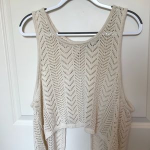 Off white crochet open back top